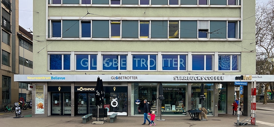 Sanierung Aussenwahrnehmung Globetrotter Filiale Theaterstrasse Zürich
