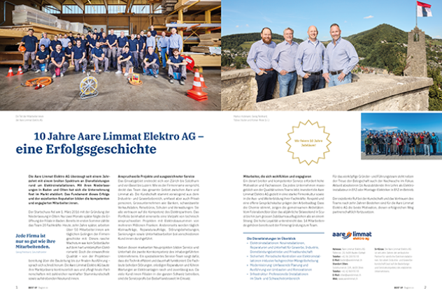 Bericht zum Jubiläum 10 Jahre Aare Limmat Elektro AG im Best of Kanton Aargau